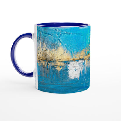 Arrecife Colucci - Taza de cerámica blanca de 11 onzas con el interior de color.