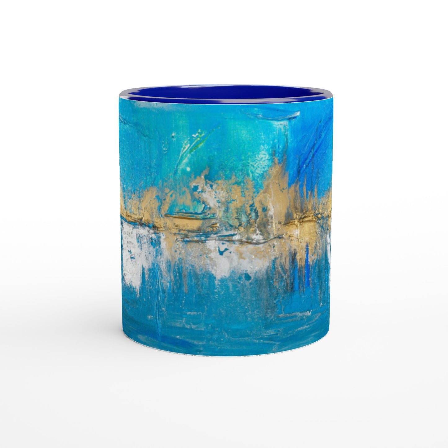 Arrecife Colucci - Taza de cerámica blanca de 11 onzas con el interior de color.