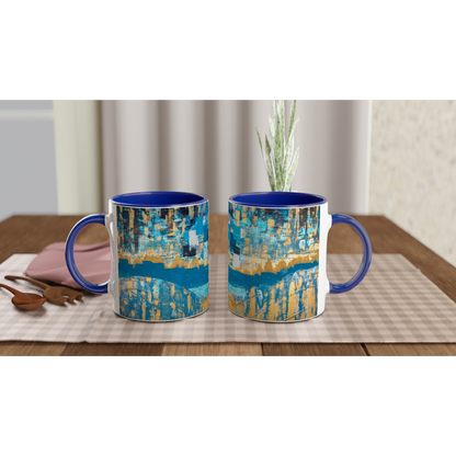 Colucci Art - Taza de cerámica blanca de 11 oz con interior de color.