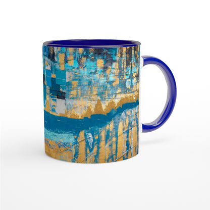 Colucci Art - Taza de cerámica blanca de 11 oz con interior de color.