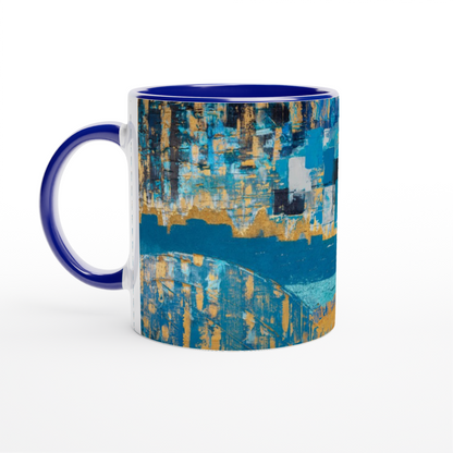 Colucci Art - Taza de cerámica blanca de 11 oz con interior de color.